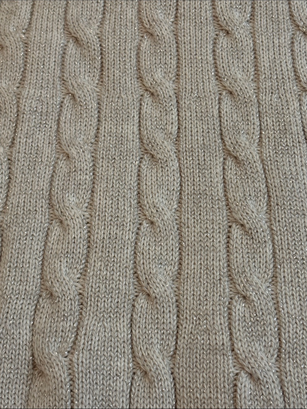 NWT Tommy Hilfiger Cream Metallic Cable Knit Sweater Coquette Preppy 2XL/XXL - Picture 3 of 9